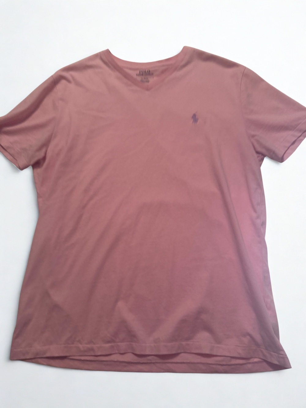 Polo by Ralph Lauren Men's V-Neck Tee in Pink with purple horse logo